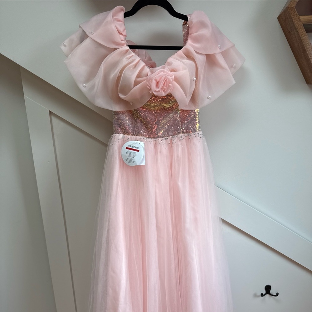 Stunning Full Length Organza Tulle Prom Bridal Formal Dress